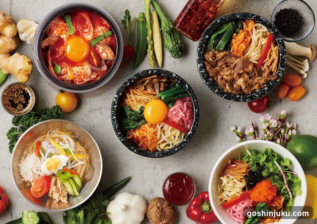 Korean Noodle Bowls and Ingredients