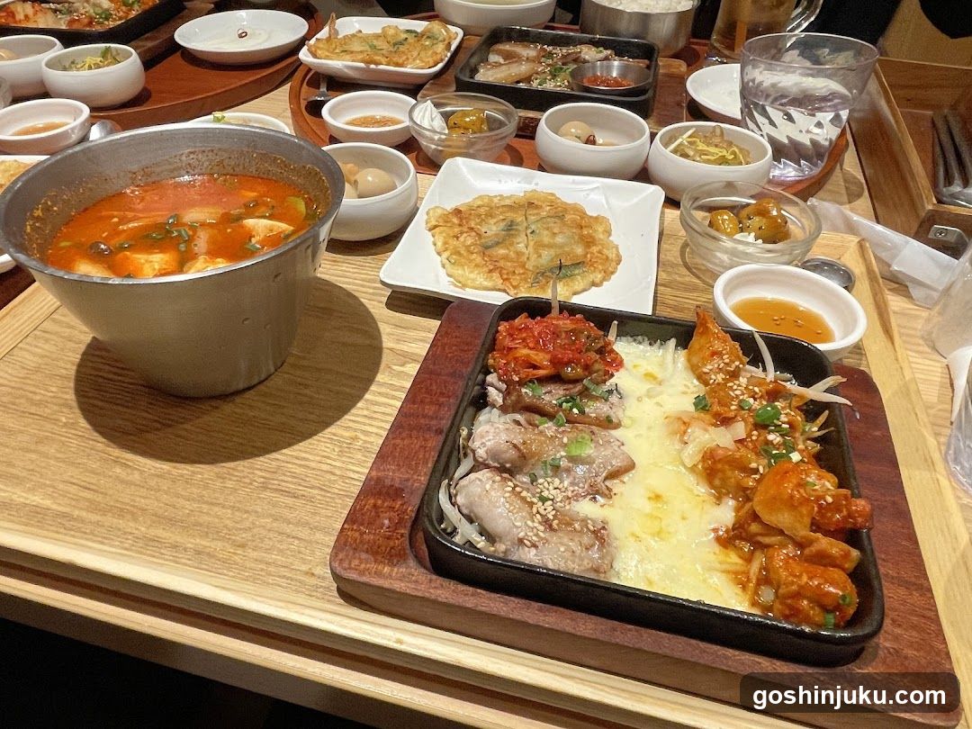Korean Table Setting with Dishes