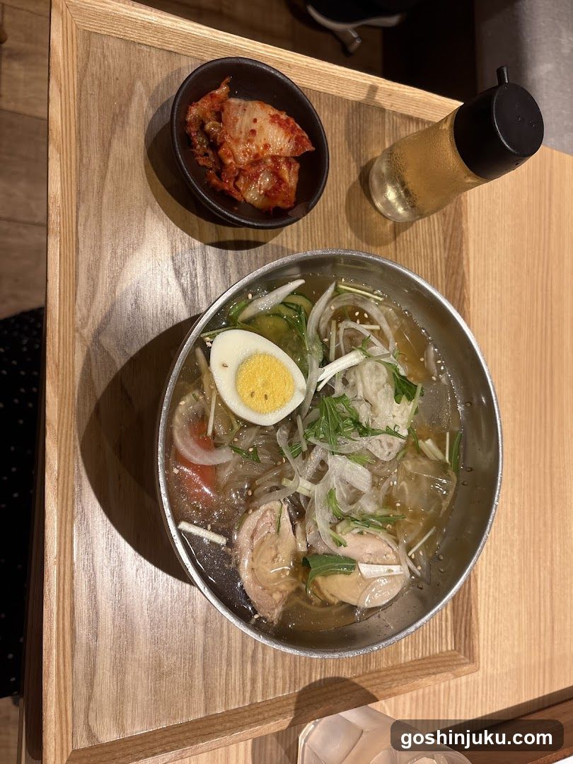 Korean-style noodle soup with side dish