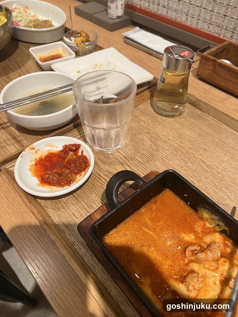 Korean-style dining table setup