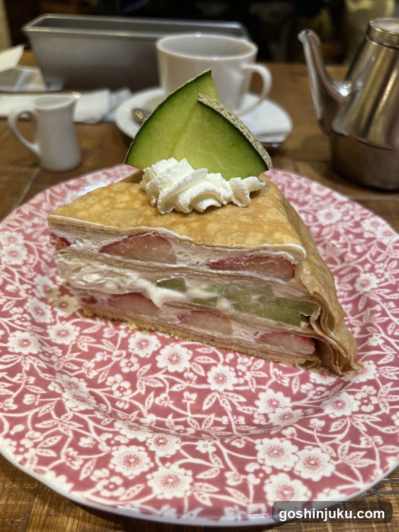 Strawberry and Melanin Crepe Cake Slice