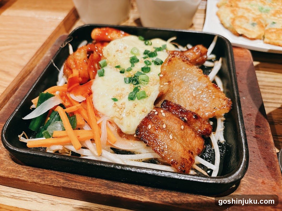 Korean-style rice bowl with pork and egg