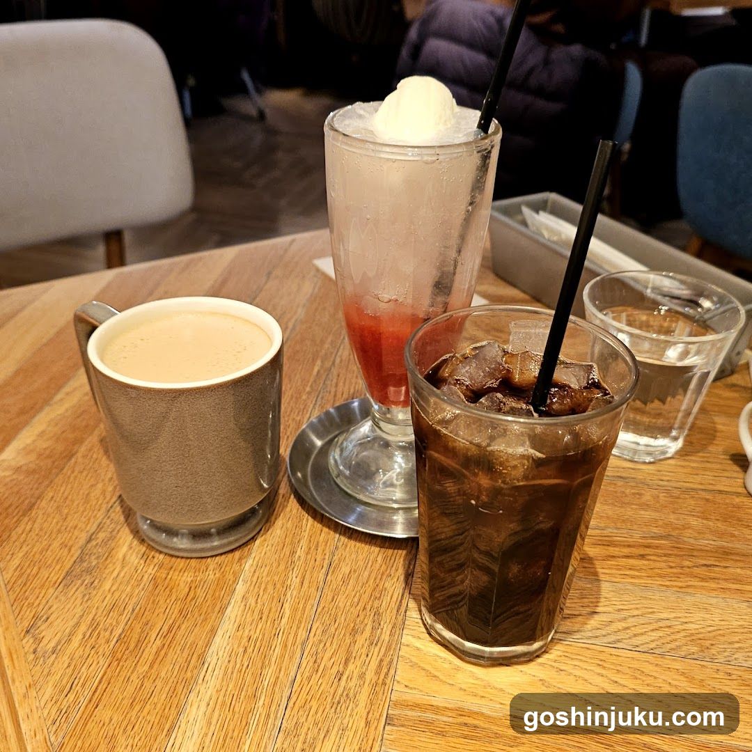 Coffee and Iced Drinks on Wooden Table