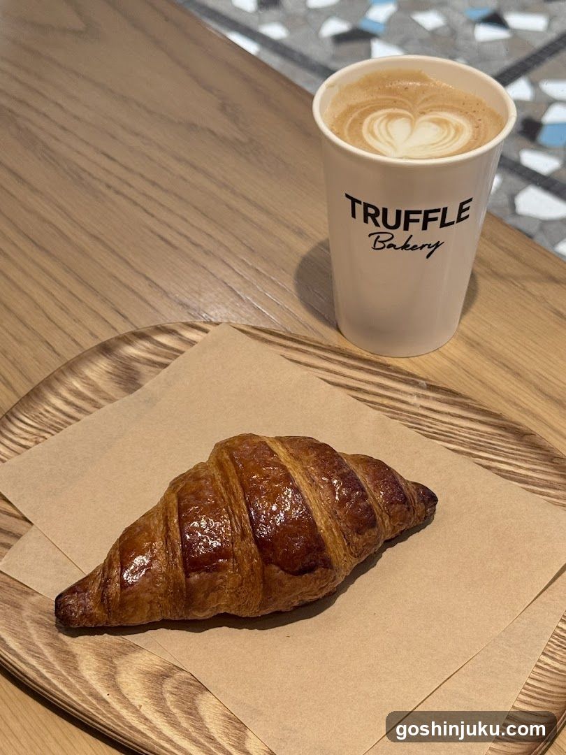 Croissant and Latte at Truffle Bakery