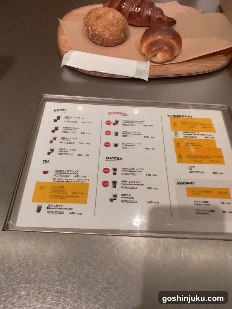 Coffee and Pastry Display with Menu