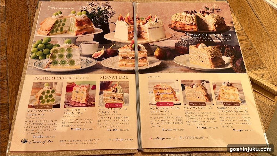Milk Crepe Menu
