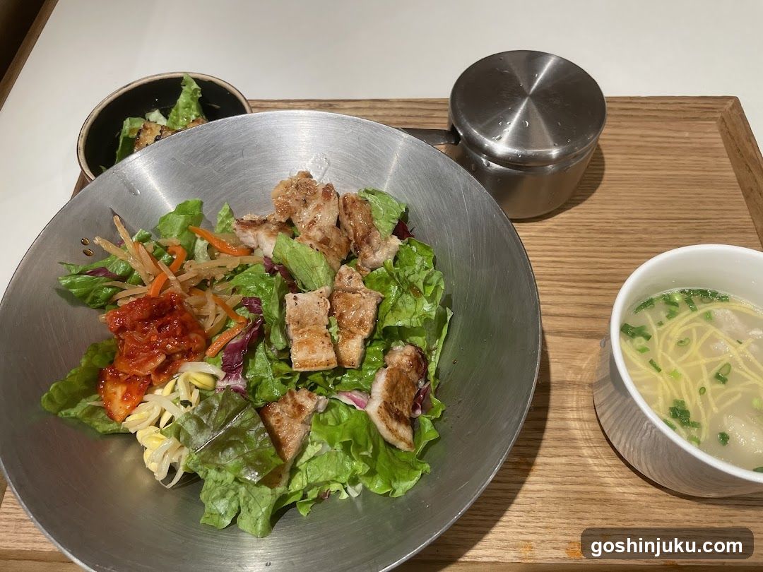 Korean-style salad bowl with side dishes