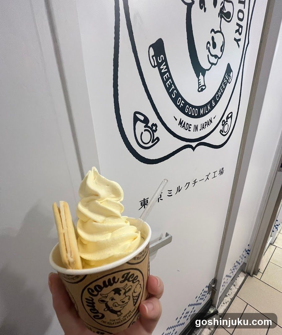 Soft-serve ice cream cup with waffle stick
