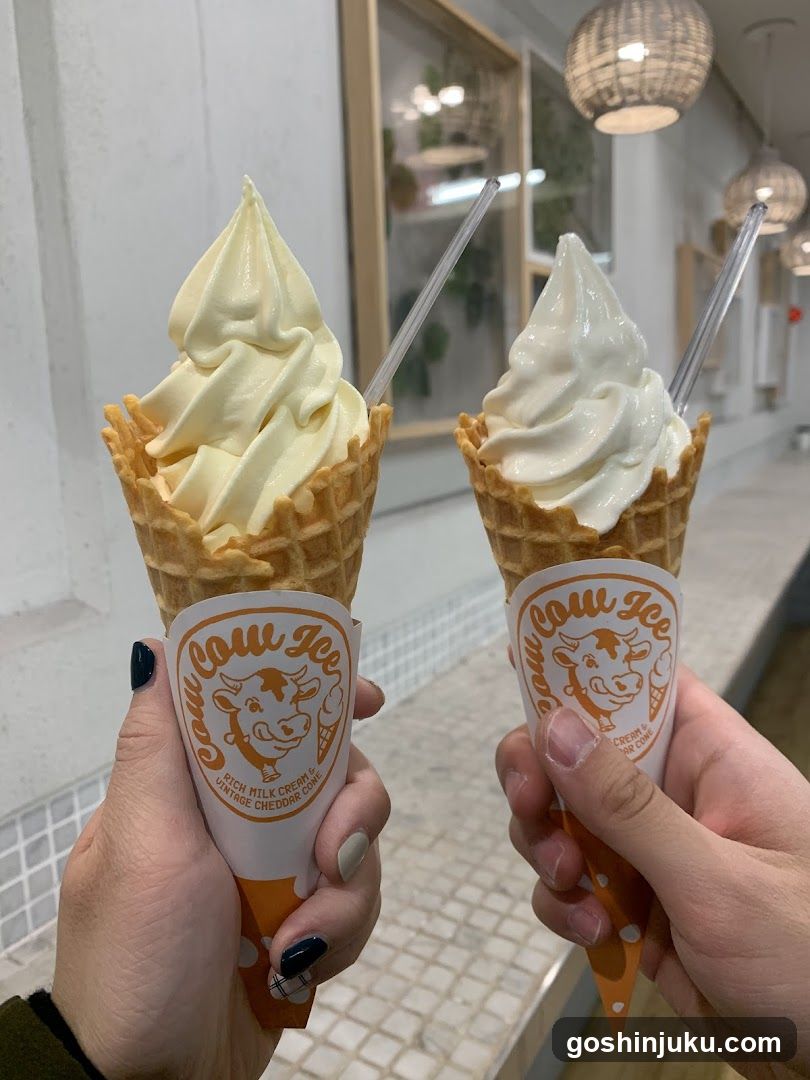 Soft-serve ice cream cones in waffle cups