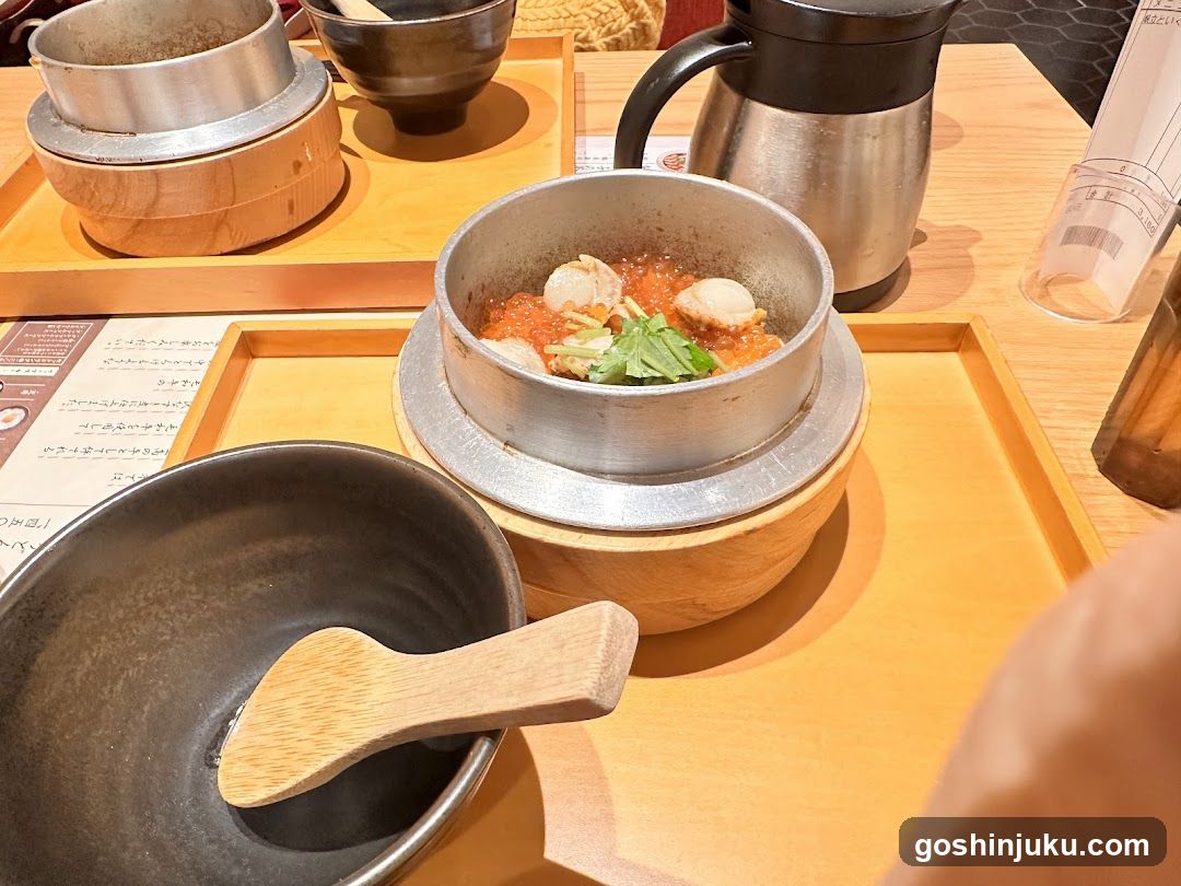 Japanese Dining Table with Hot Pot and Utensils