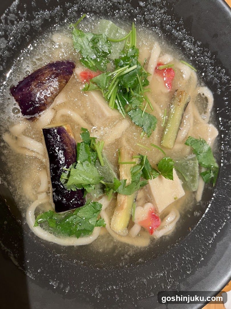Eggplant and Tofu Soup with Cilantro