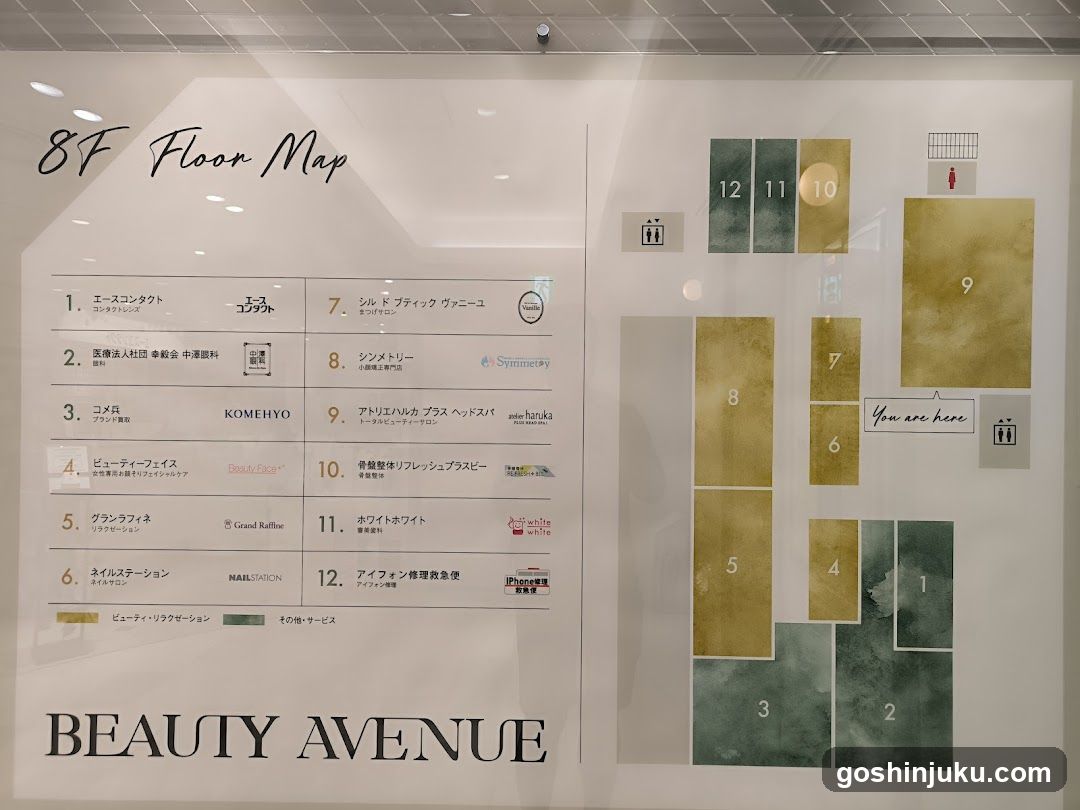 8F Floor Map - Beauty Avenue