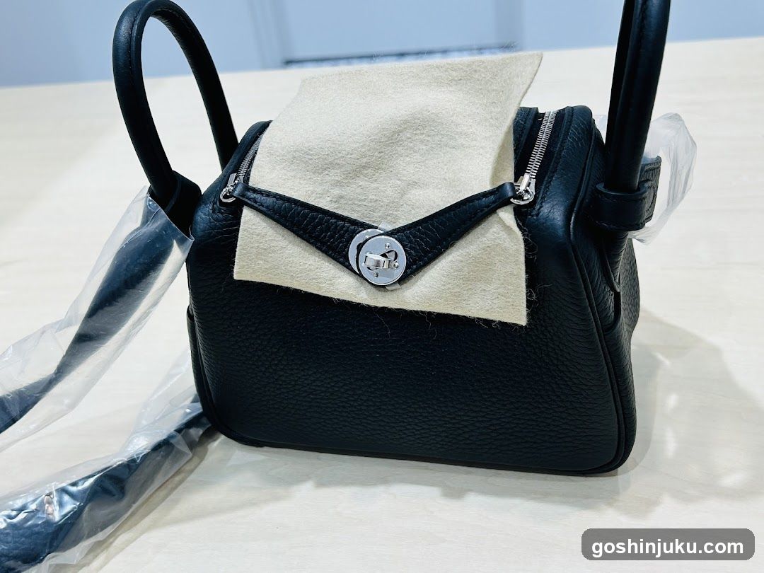 Black Handbag with Beige Cloth Insert