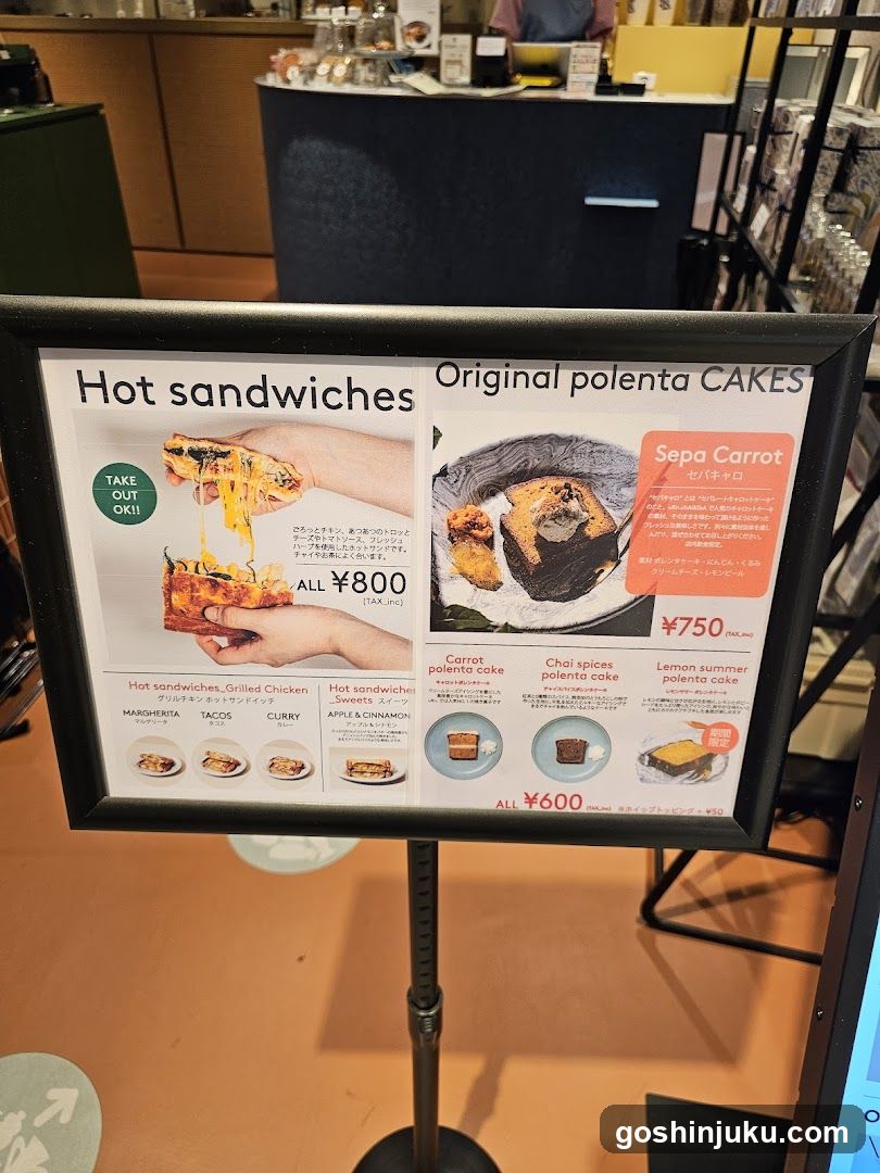 Hot sandwiches & Original polenta CAKES menu board