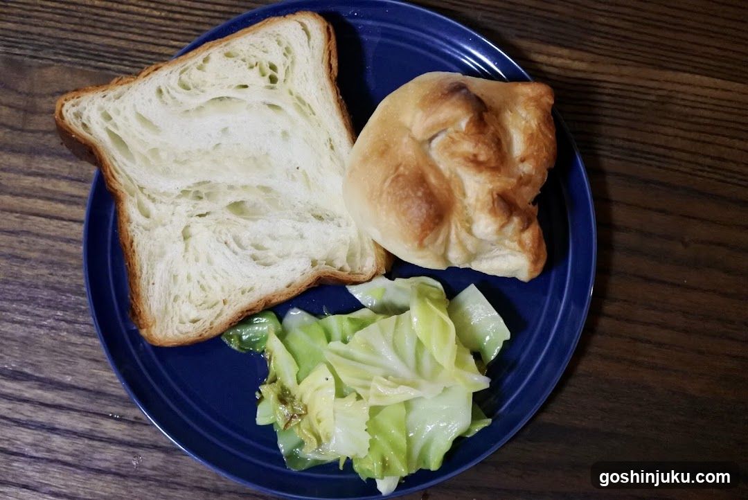 Simple Meal on Blue Plate