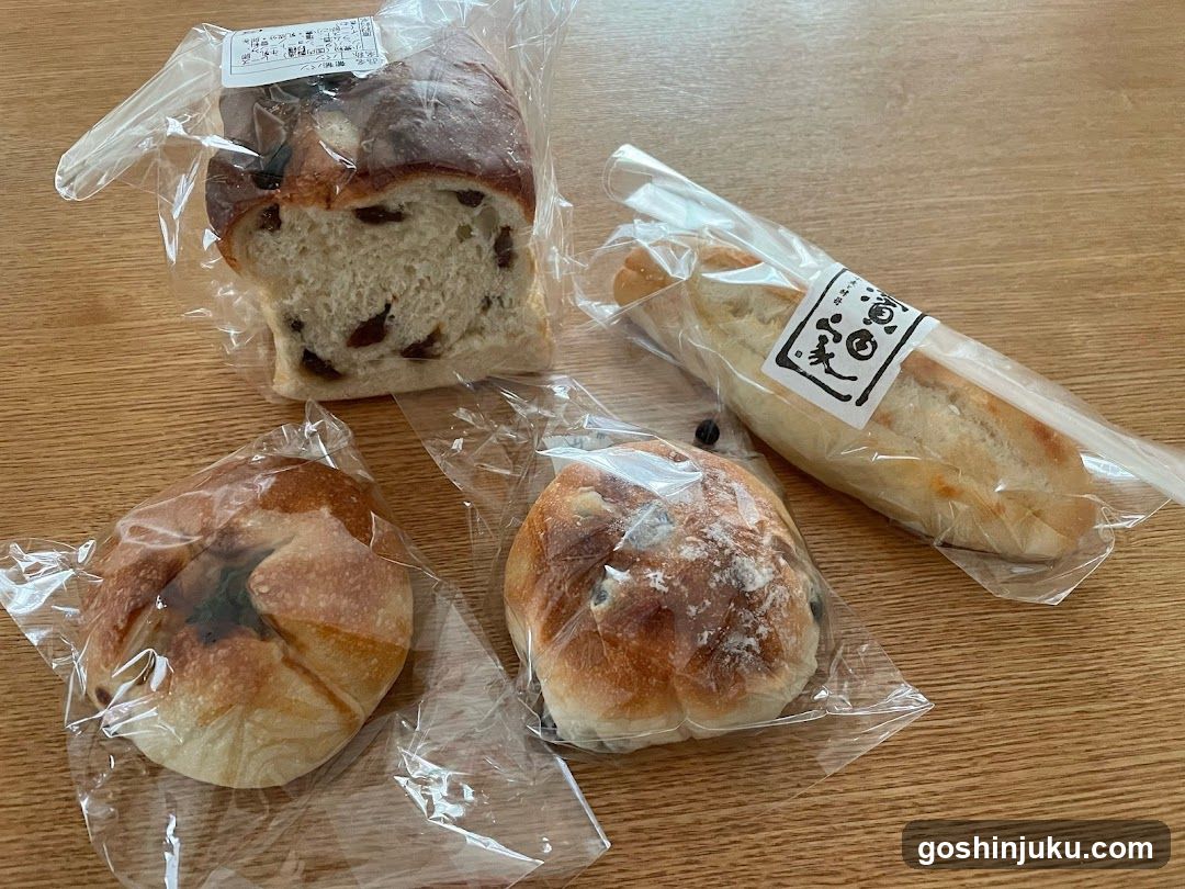Packaged Bread Products on Wooden Table