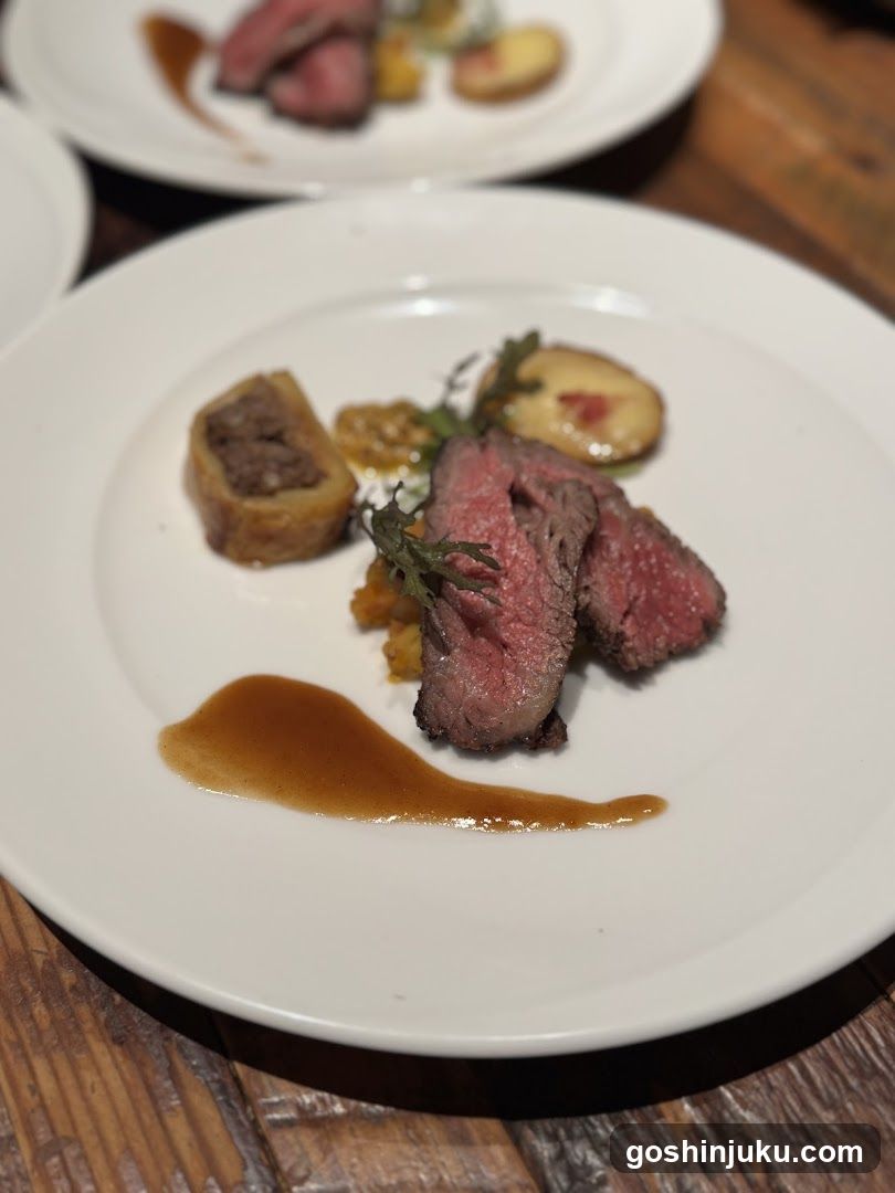 Sliced Beef with Sauce and Garnish