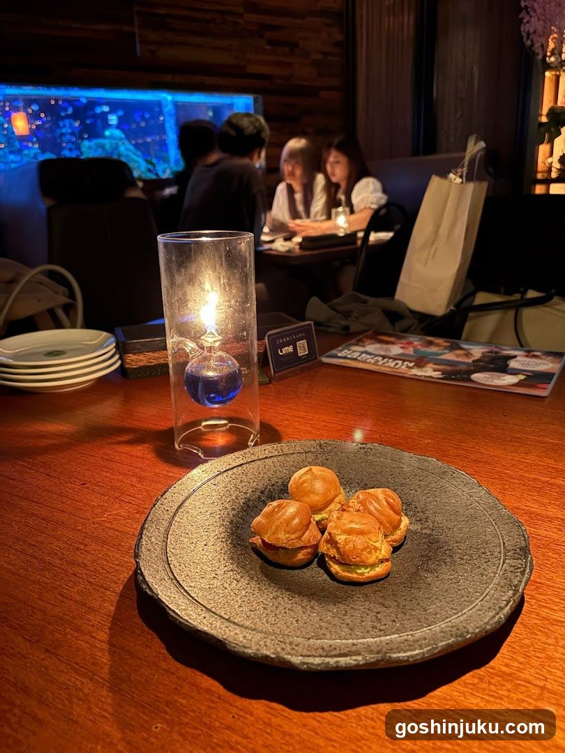 Dining Scene with Croquettes and Candles