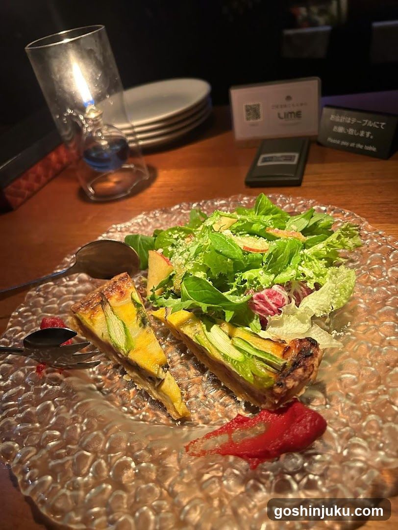 Salad and Tart on Glass Plate