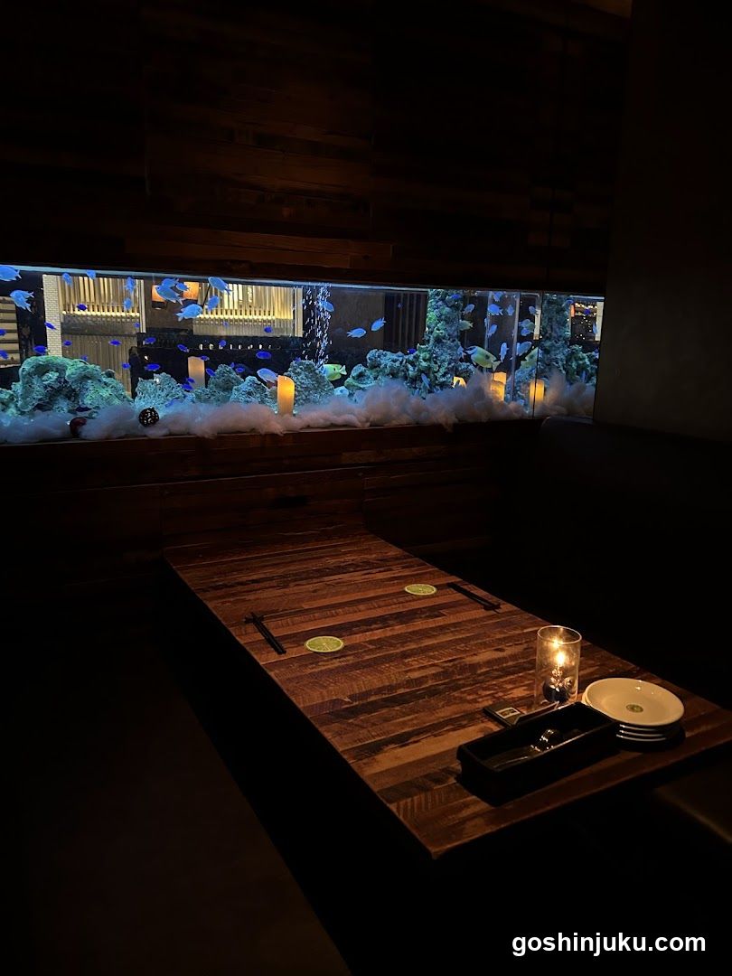 Restaurant Interior with Aquarium View