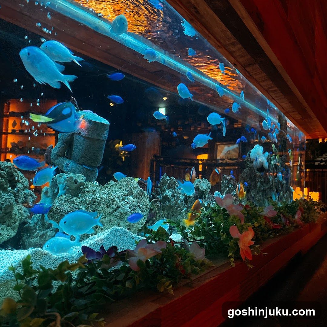 Aquarium Interior with Blue Fish
