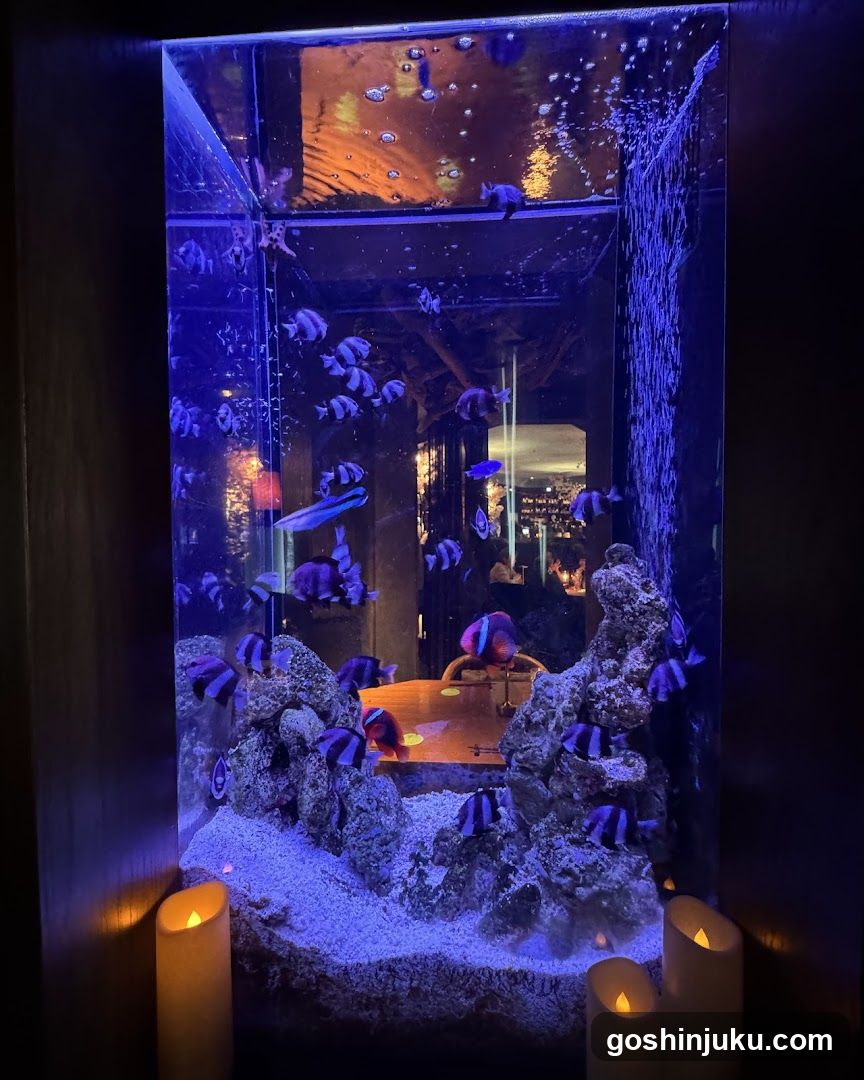 Aquarium Interior with Fish and Candles