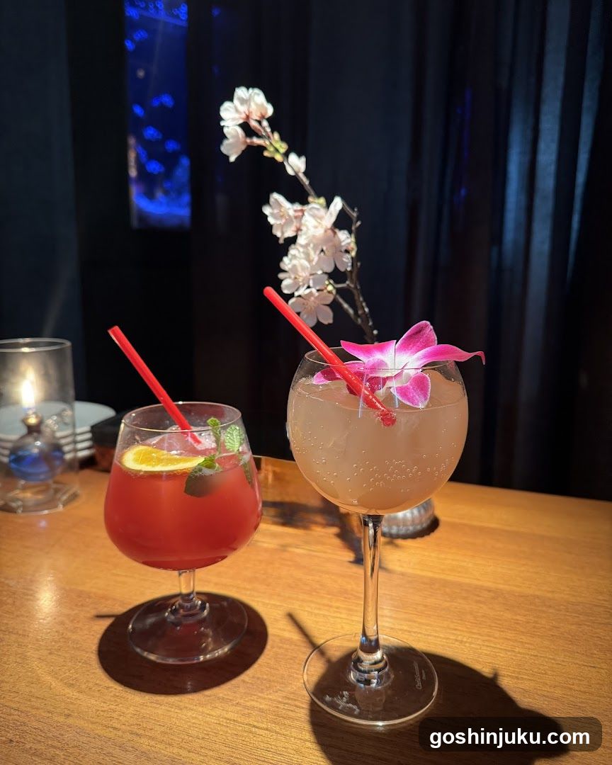 Cocktails with Floral Garnish