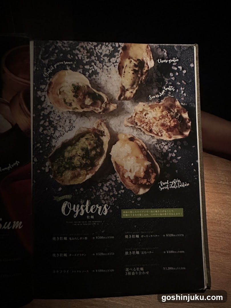 Oysters Menu Page