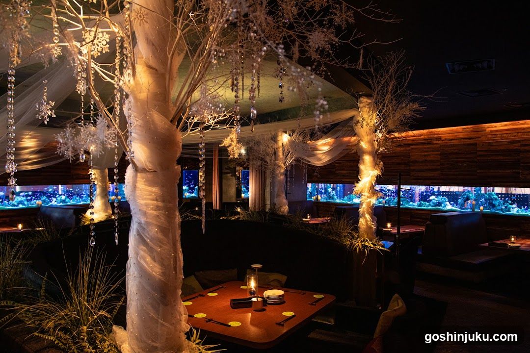 Winter-themed restaurant interior