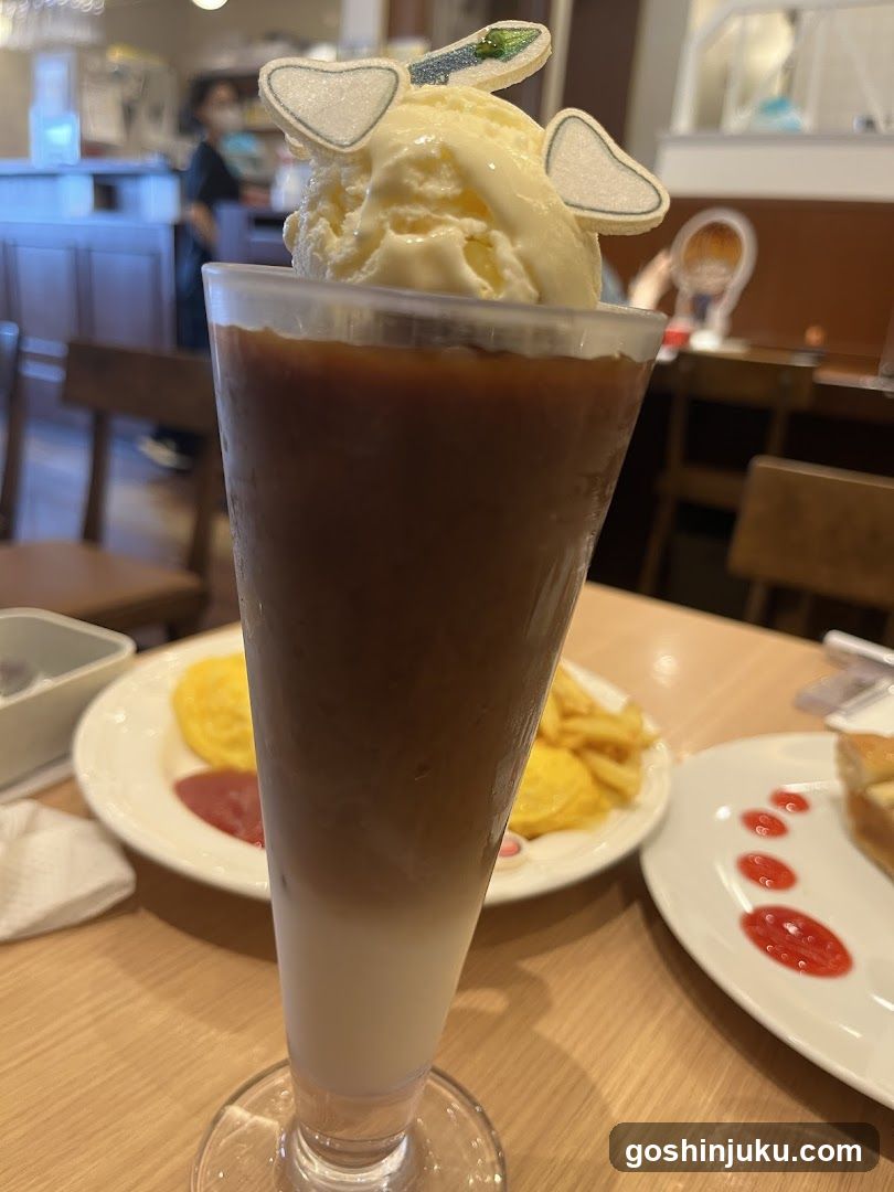 Beverage with Ice Cream and Side Dishes