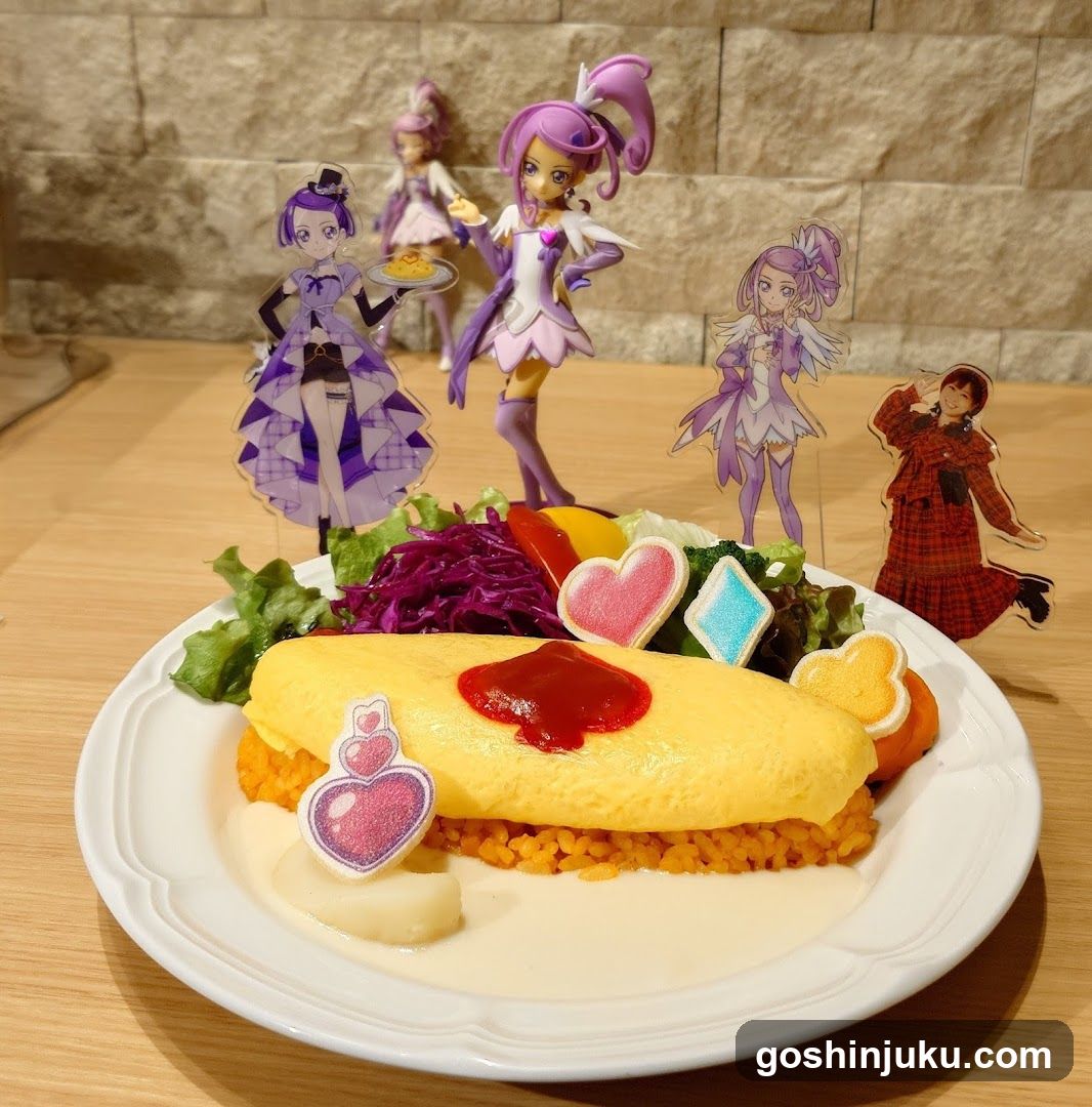 Pretty Cure themed omelette rice dish