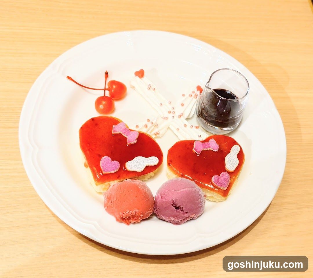Heart-Shaped Dessert Plate with Ice Cream and Syrup