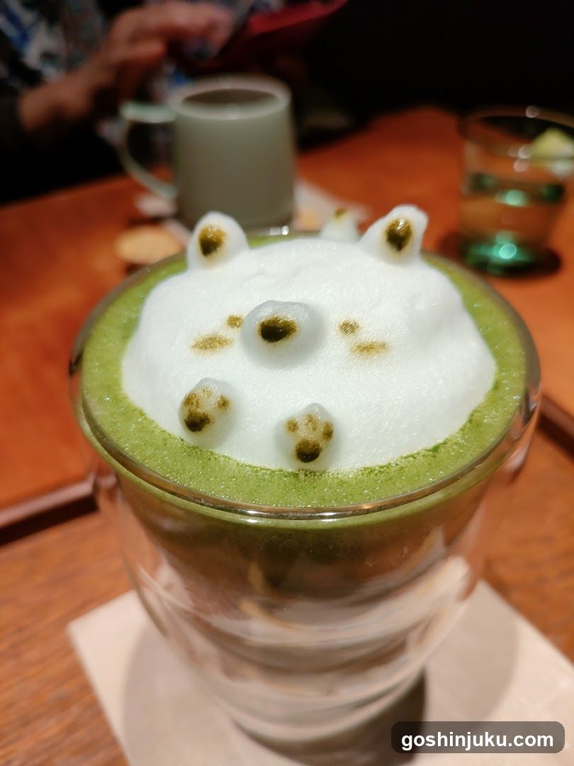 Matcha Latte with Bear Foam Art