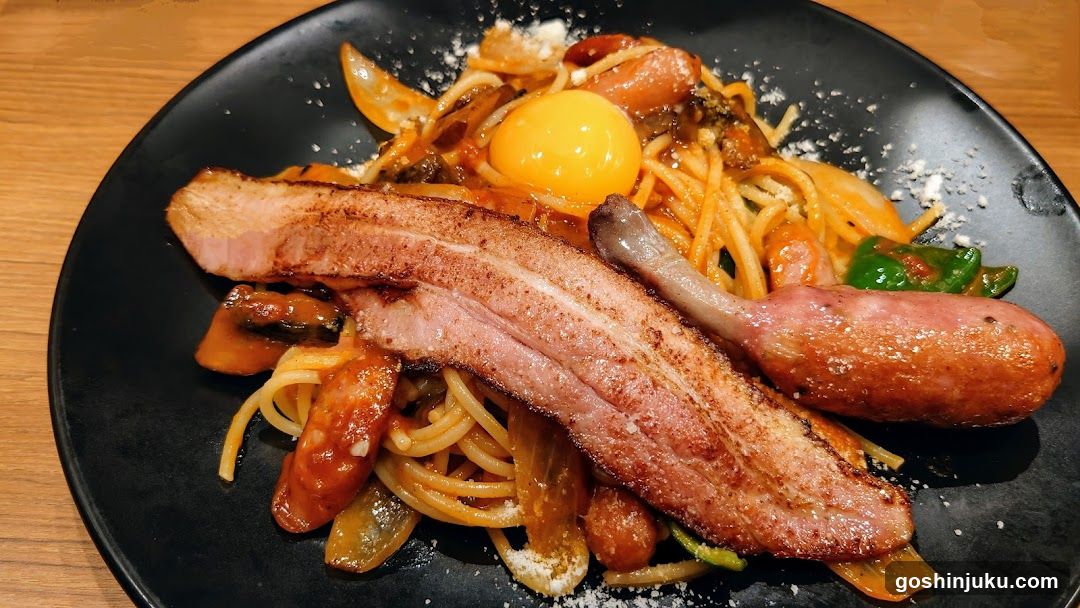 Spicy Pasta with Bacon and Sausage
