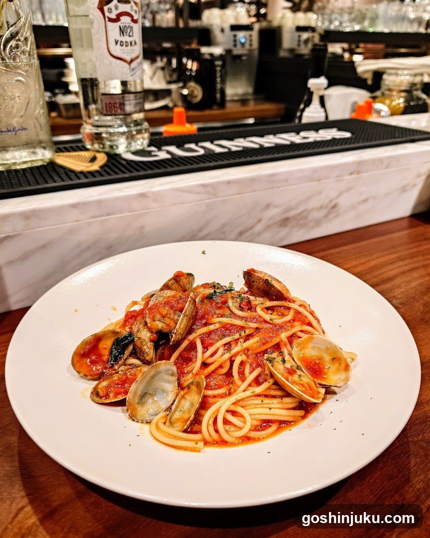 Spaghetti with Clams at a Bar