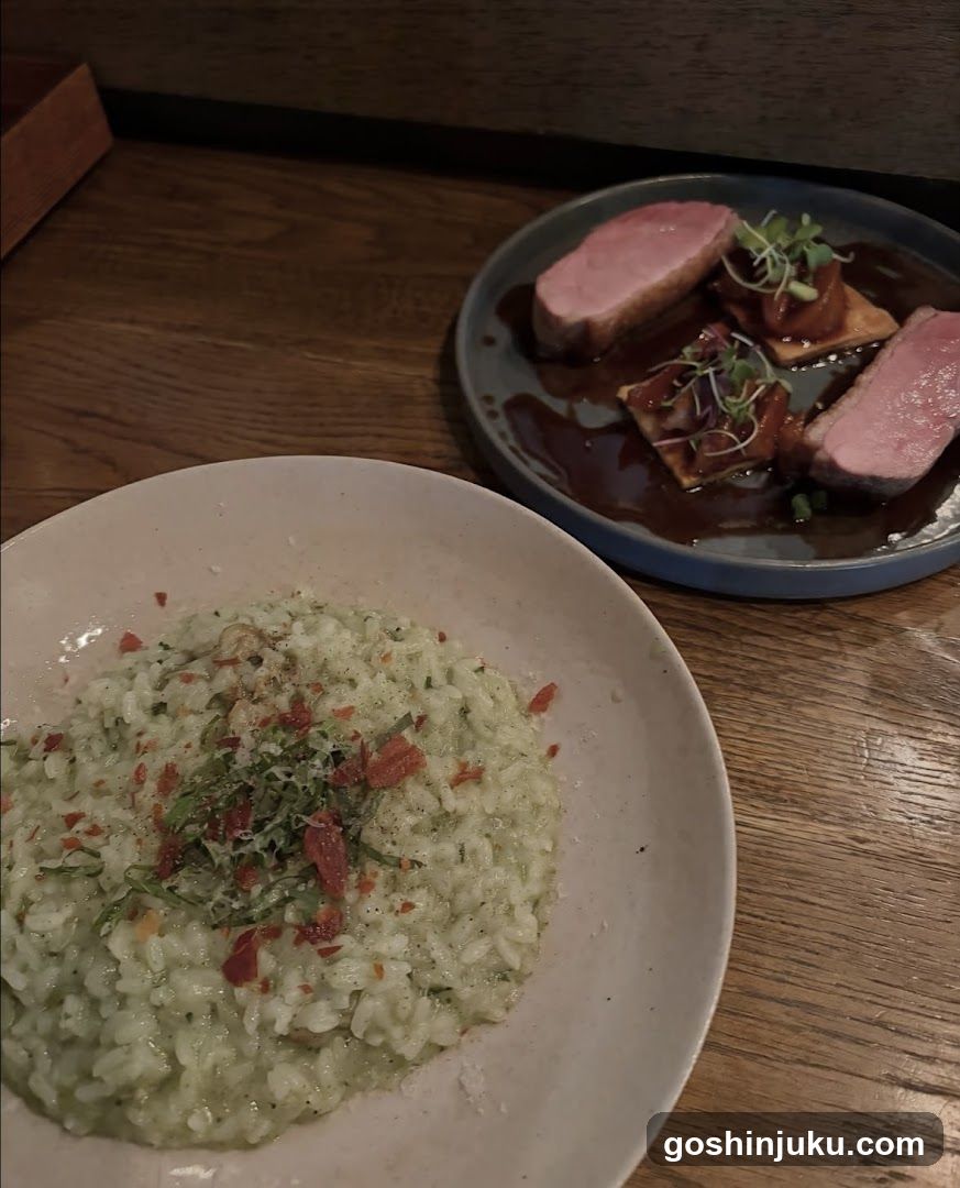 Dining Table with Ravioli and Meat Dish