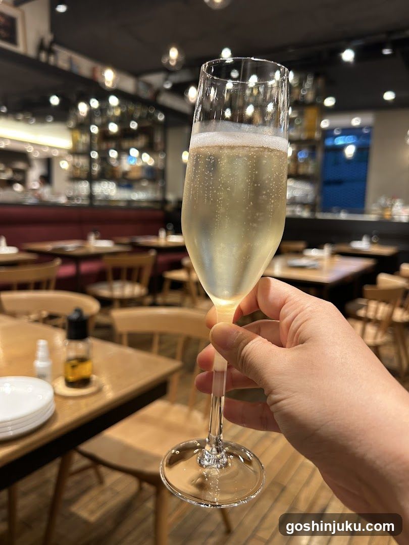 Champagne Toast in Restaurant Interior
