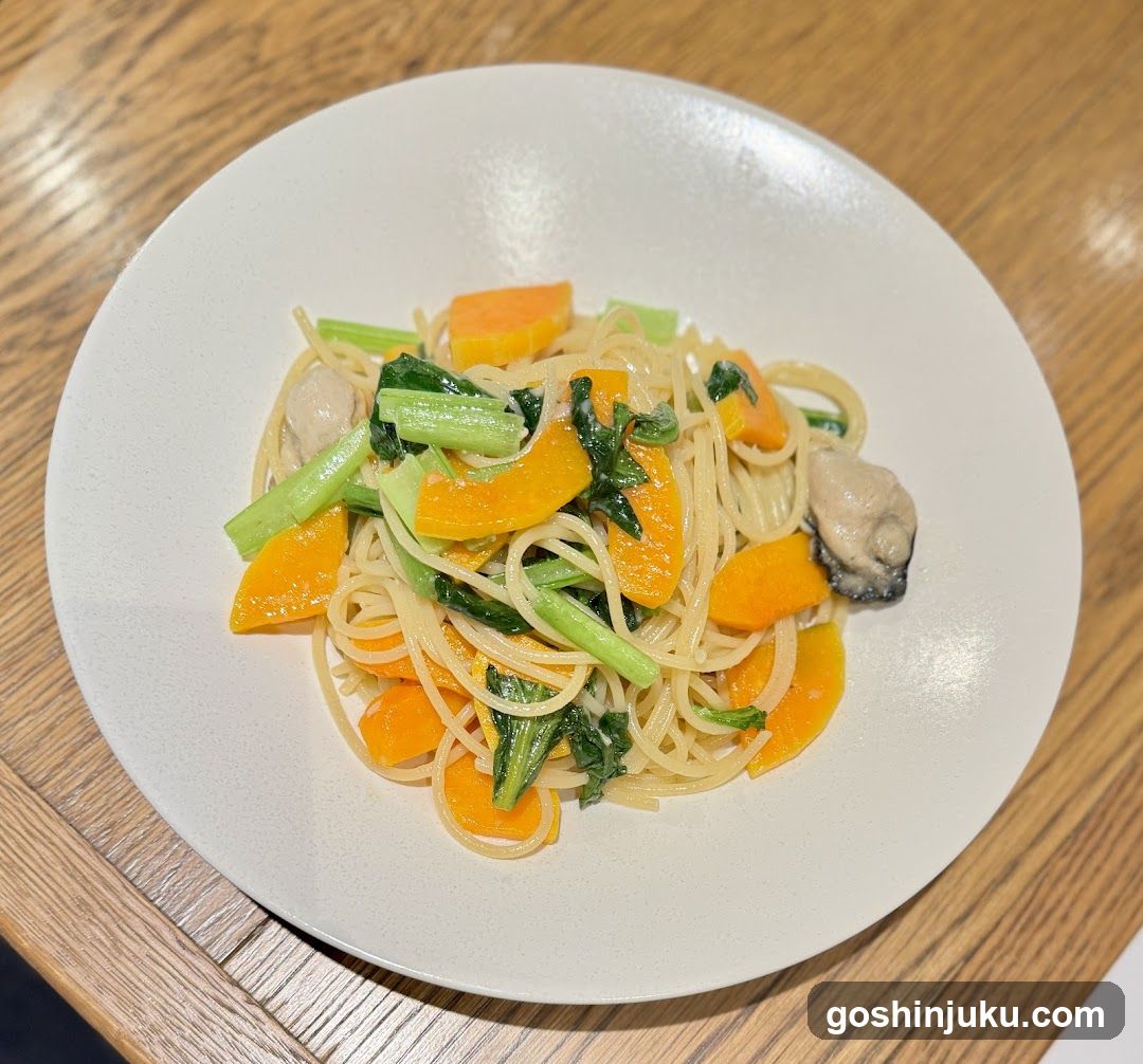 Oyster Pasta with Carrots and Greens
