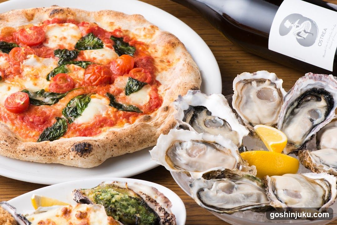 Pizza and Oysters with Wine