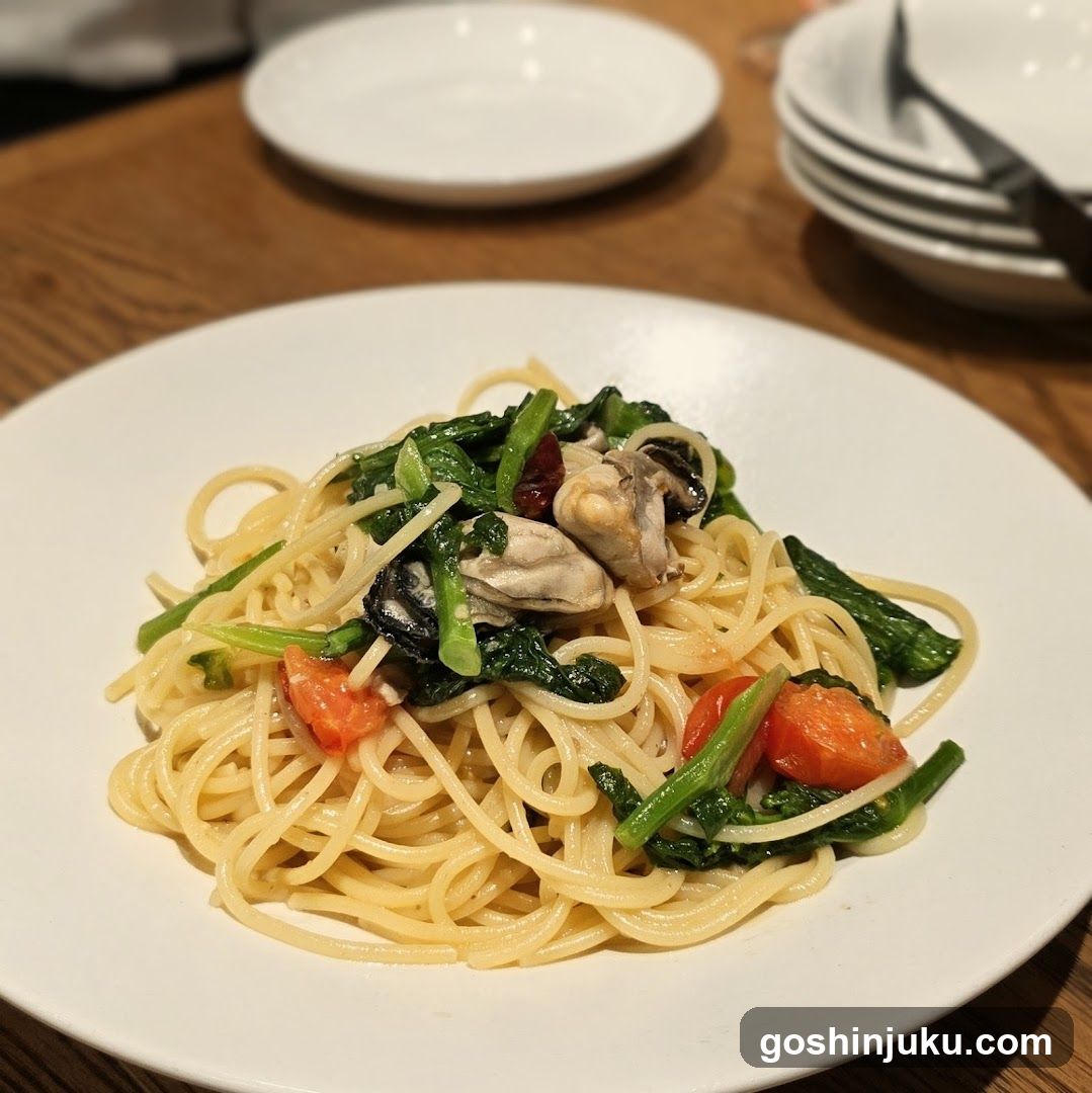 Oyster Pasta with Greens and Carrots