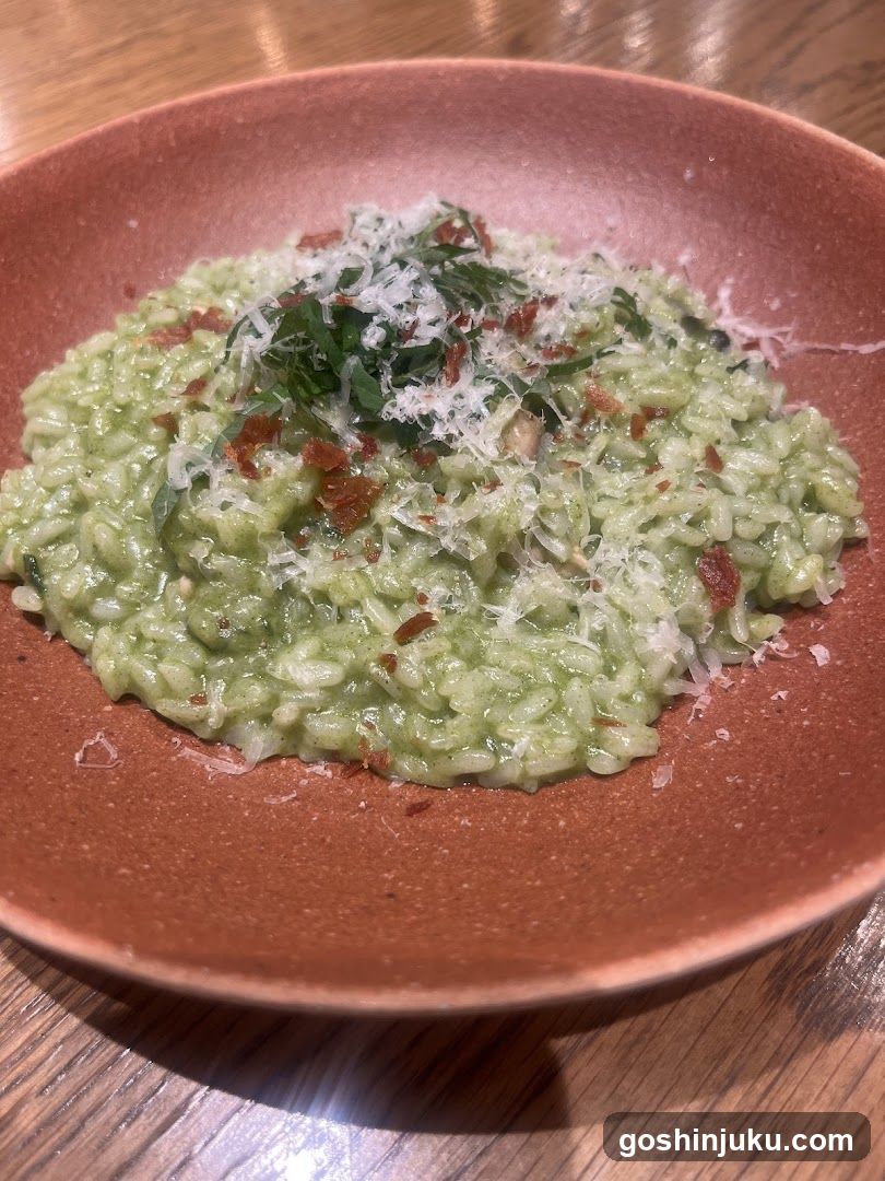 Green Risotto with Bacon and Cheese