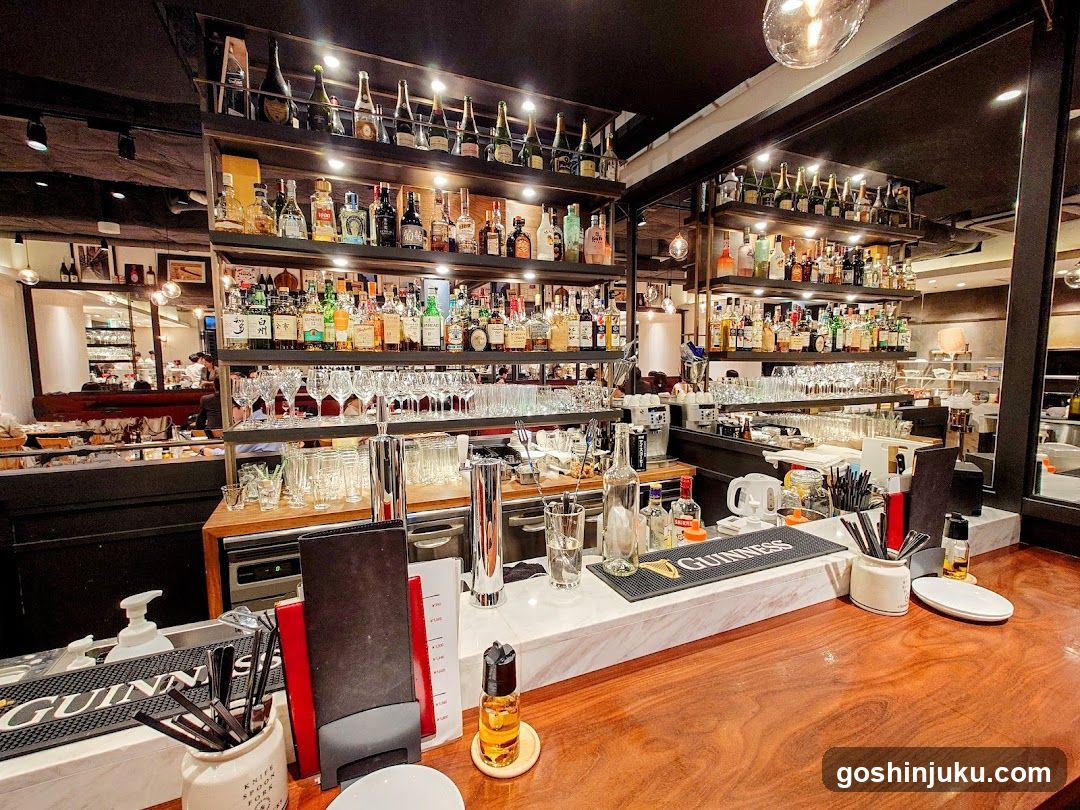 Bar Interior with Shelves of Bottles