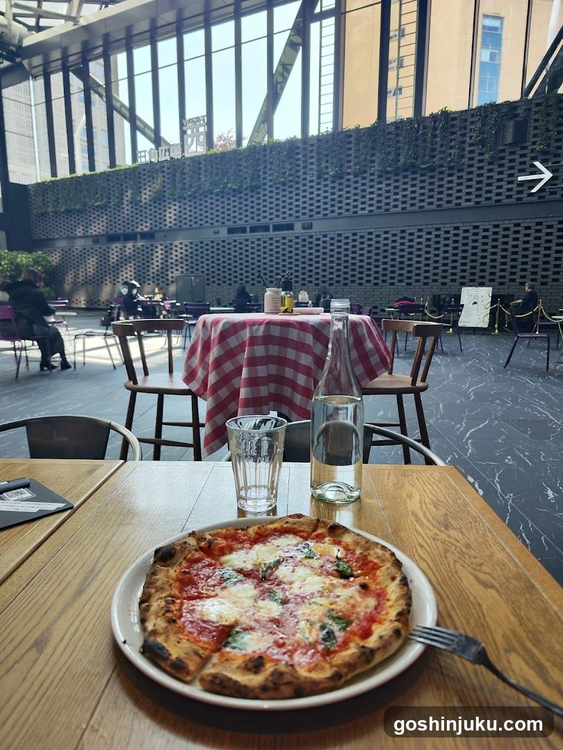 Pizza at an outdoor restaurant