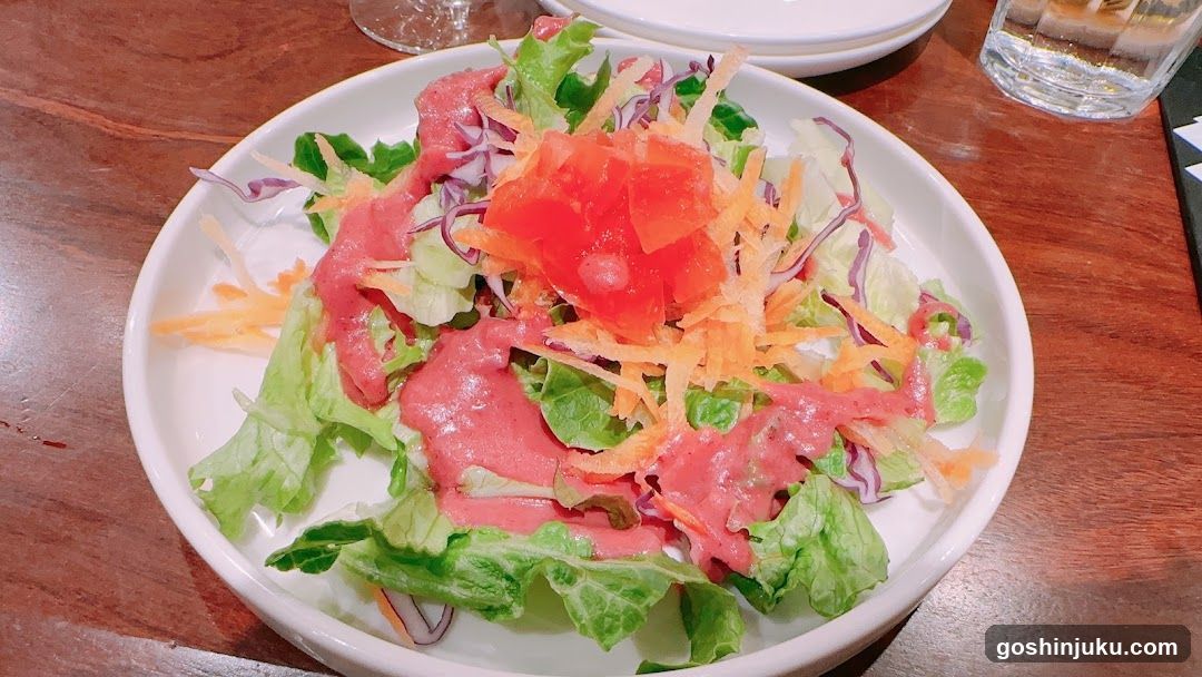 Salad with Dressing and Shredded Vegetables