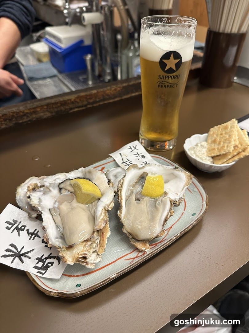 Oysters and Beer at a Bar