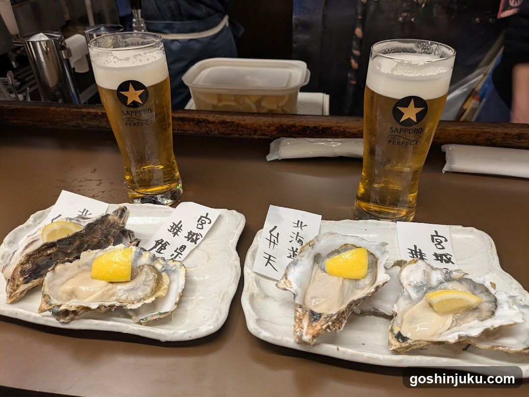 Oysters and Beer at a Bar