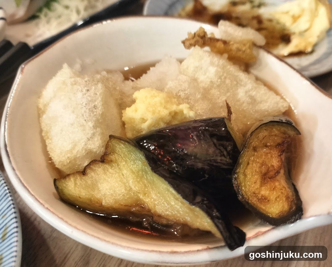 Tempura Bowl with Eggplant and Ice Cream