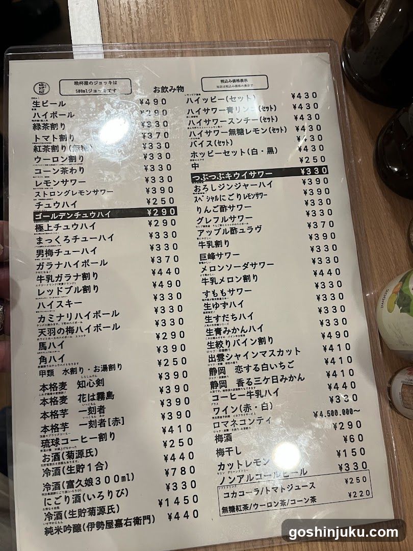 Japanese Drink Menu Board