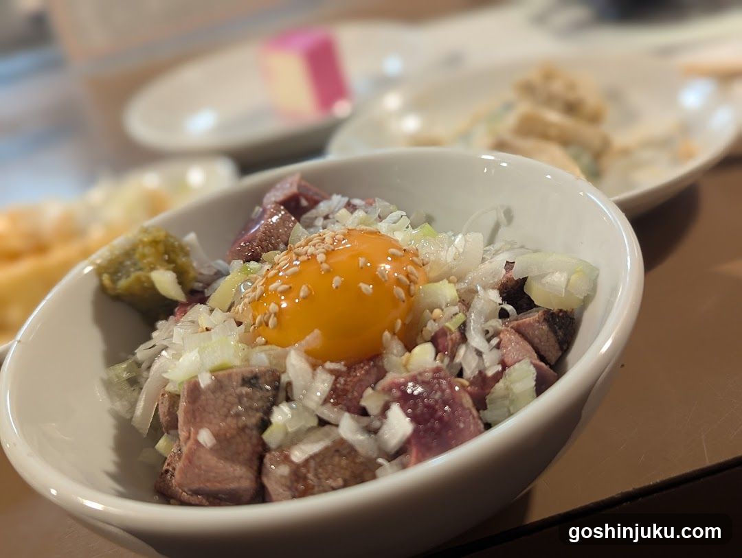 Bowl of Raw Beef Salad with Egg Yolk