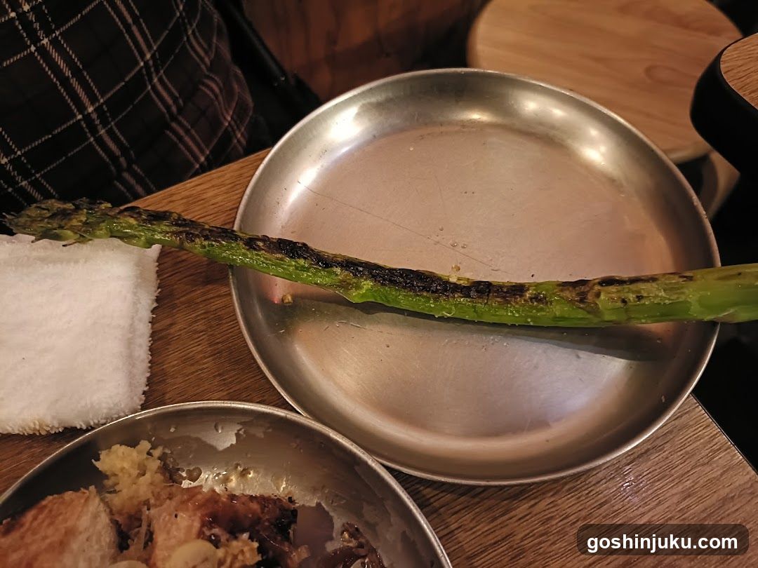 Grilled Asparagus on Metal Plate